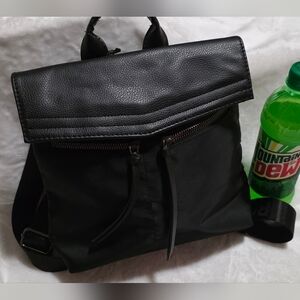 Black Leather Mini Backpack